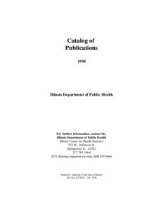 Catalog of Publications 1998 Illinois Department of Public Health