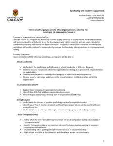 Leadership and Student Engagement MacEwan Student Centre, RoomUniversity Drive NW Calgary, AB, Canada T2N 1N4 ucalgary.ca/leadership