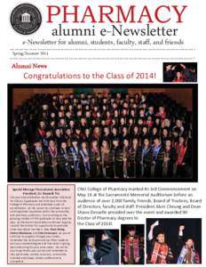 PHARMACY  alumni e-Newsletter e-Newsletter for alumni, students, faculty, staff, and friends