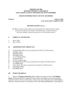 MEETING OF THE HISTORIC DISTRICT COMMISSION ONE JUNKINS AVENUE, PORTSMOUTH, NEW HAMPSHIRE EILEEN DONDERO FOLEY COUNCIL CHAMBERS 6:30 p.m.