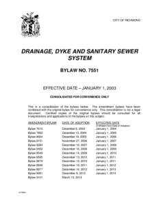 CITY OF RICHMOND  DRAINAGE, DYKE AND SANITARY SEWER SYSTEM BYLAW NO. 7551