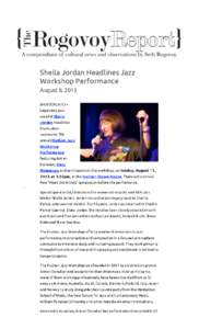 Sheila Jordan Headlines Jazz Workshop Performance | The Rogovoy Report:29 AM Sheila Jordan Headlines Jazz Workshop Performance