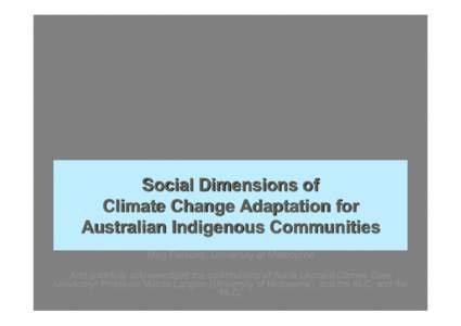 Cultural dimensions of climate change adaptation for Indigenous communities
