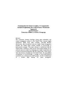 Gender / Uniting American Families Act / Immigration equality / Homosexuality / Immigration Act / Immigration to Canada / Same-sex relationship / Illegal immigration / Immigration policy / Immigration / Human sexuality / Human behavior