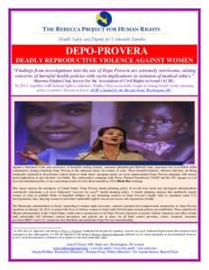 DEPO-PROVERA: DEADLY REPRODUCTIVE VIOLENCE