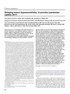 Stinging insect hypersensitivity: A practice parameter update 2011