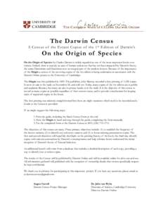 UNIVERISTY OF  CAMBRIDGE The Darwin Census