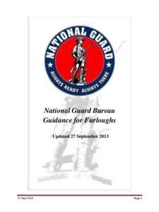 National Guard Bureau Guidance for Furloughs Updated 27 September[removed]Sep-2013