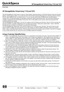 QuickSpecs  HP StorageWorks Virtual Array 7110 and 7410 Overview