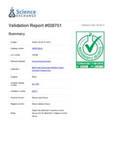 Validation Report #Summary Antigen Elastin (ELN) (C-Term)