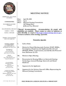 MEETING NOTICE JEREMIAH W. (JAY) NIXON GOVERNOR COMMISSIONERS