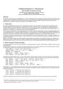 A Modest Proposal: C++ Resyntaxed Ben Werther & Damian Conway Department of Computer Science, Monash University