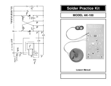 Solder Practice Kit MODEL AK-100 Lesson Manual  Elenco Electronics, Inc.