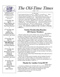 The Old-Time Times A Publication of Your Nashville Old-Time String Band Association ***************