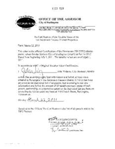 [removed]OFFICE OF THE ASSESSOR City of Burlington City Hall, Room 17,149 Church Street, Burlington, VT[removed]Phone[removed]www.ci.burlington.vt.us/assessor Fax[removed]TTY[removed]