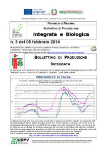 DIREZIONE GENERALE AGRICOLTURA, ECONOMIA ITTICA, ATTIVITÀ FAUNISTICO-VENATORIE  PROVINCIA DI RAVENNA Bollettino di Produzione