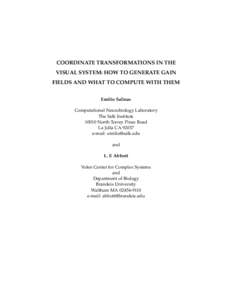 COORDINATE TRANSFORMATIONS IN THE VISUAL SYSTEM: HOW TO GENERATE GAIN FIELDS AND WHAT TO COMPUTE WITH THEM Emilio Salinas Computational Neurobiology Laboratory The Salk Institute