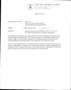 UNITED STATES DEPARTMENT OF COMMERCE National Oceanic and Atmospheric Administration National Marine Fisheries Service 1315 East West Highway Silver Spring, Maryland 20910