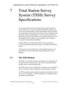 Total Station Survey System (TSSS) Survey Specifications • SEPTEMBER[removed]Total Station Survey System (TSSS) Survey