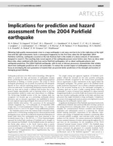 San Andreas Fault / Structural geology / Parkfield /  California / Earthquake / Hayward Fault Zone / Fort Tejon earthquake / Aftershock / Fault / Parkfield Interventional EQ Fieldwork / Geography of California / Parkfield earthquake / Earthquake prediction