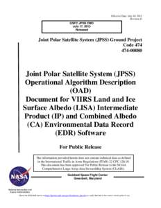 Joint Polar Satellite System / National Oceanic and Atmospheric Administration / NPOESS / European Drawer Rack / Albedo / Algorithm / Spaceflight / Atmospheric sciences / Earth