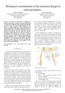 Biological considerations in the structural design of smart prosthetics Unéné N. Manganyi Khumbulani Mpofu