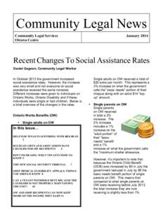 Community Legal News Community Legal Services Ottawa Centre January 2014