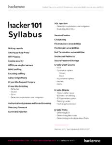 Syllabus  Writing reports Directory traversal