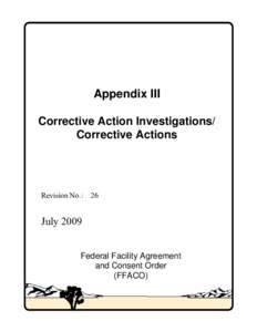 Appendix III Corrective Action Investigations/Corrective Actions