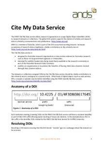 Indexing / Data management / Information / Library science / Academia / DataCite / Digital object identifier / Australian National Data Service / Metadata / Academic publishing / Electronic documents / Identifiers