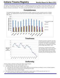 Indiana Trauma Registry  Monthly Report for March 2013 The Indiana Trauma Registry (ITR) monthly report is a dashboard style report for the Indiana Criminal Justice Institute (ICJI) and any other party concerned about tr