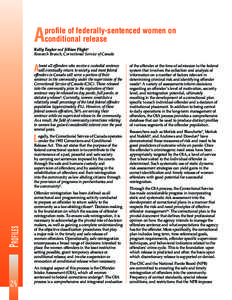 profile of federally-sentenced women on conditional release A  Kelly Taylor and Jillian Flight1