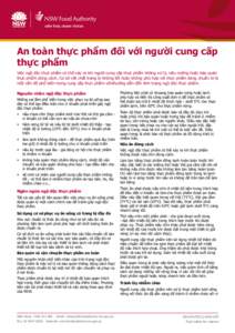 An toàn thực phẩm đối với người cung cấp thực phẩm Việc ngộ độc thực phẩm có thể xảy ra khi người cung cấp thực phẩm không xử lý, nấu nướng hoặc bảo quản thực 