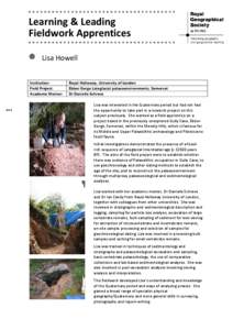 Learning & Leading Fieldwork Apprentices Lisa Howell Institution: Field Project: Academic Mentor: