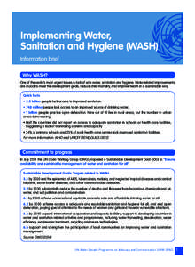United Nations / Water / Water for Life Decade / UN-Water / Sanitation / WASH / Improved sanitation / Water Supply and Sanitation Collaborative Council / Water /  Sanitation and Hygiene Monitoring Program / Hygiene / Health / Sewerage