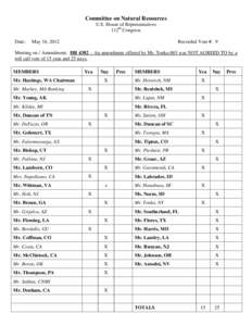 Committee on Natural Resources U.S. House of Representatives 112th Congress Date:  May 16, 2012