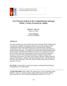 American Communication Journal 2016	Spring	(Volume	18,	Issue	1) Text Network Analysis & the Computational Landscape Model: A study of concurrent validity