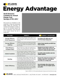 Energy Advantage Shell Elements Combine for Annual Energy Cost Savings of 15%-20%* We’re proud of our commitment to LEED