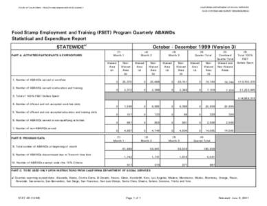 CALIFORNIA DEPARTMENT OF SOCIAL SERVICES  STATE OF CALIFORNIA - HEALTH AND HUMAN SERVICES AGENCY DATA SYSTEMS AND SURVEY DESIGN BUREAU