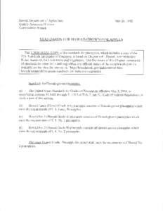 Hawaii Department of Agriculture Quality Assurance Division Commodities Branch May 26,1992