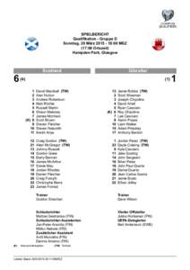 SPIELBERICHT Qualifikation - Gruppe D Sonntag, 29 März:00 MEZ (17:00 Ortszeit) Hampden Park, Glasgow