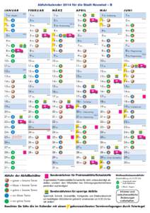 Abfuhrkalender 2014 für die Stadt Neuwied – B JANUAR FEBRUAR KW 1