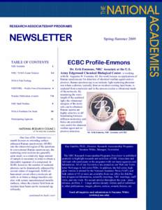 RESEARCH ASSOCIATESHIP PROGRAMS  NEWSLETTER TABLE OF CONTENTS NRC Exhibits