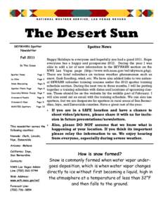 NATIONAL WEATHER SERVICE, LAS VEGAS NEVADA  The Desert Sun SKYWARN Spotter Newsletter