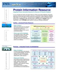 Bioinformatics / Biological databases / Biology / UniProt / InterPro / Protein Information Resource / Superfamily database / Protein family / PROSITE / Protein superfamily / Pfam / Gene ontology