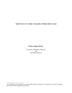 Microsoft Word - Health needs in two ethnic communities of Humla- KHM 2002