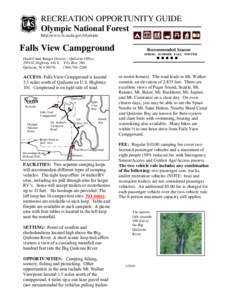 RECREATION OPPORTUNITY GUIDE Olympic National Forest http:/www.fs.usda.gov/olympic Falls View Campground