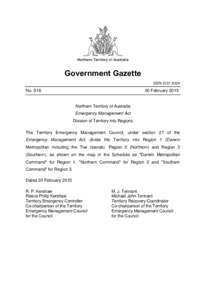 Northern Territory of Australia  Government Gazette ISSN-0157-833X  No. S16