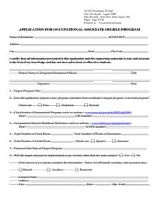 ACCET Document 25.OAD Date Developed: August 2000 Date Revised: April 2011, draft August 2012 Pages: Page 1 of 6 Pertinent to: Vocational Institutions