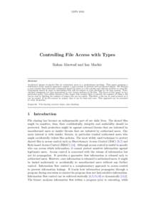 LSFAControlling File Access with Types Rakan Alsowail and Ian Mackie  Abstract